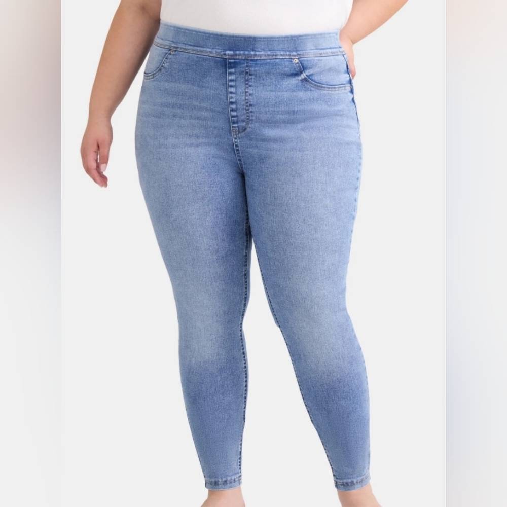 Terra & Sky Women's Plus Size 4X (28W-30W) Pull On Jegging Jeans Medium Wash NWT
